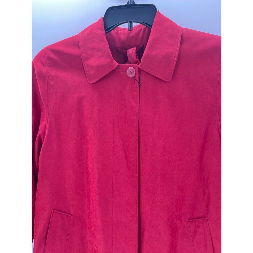 London Fog Rain Coat Womens Medium Petite MP Button Red Water Repellent - Picture 2 of 15